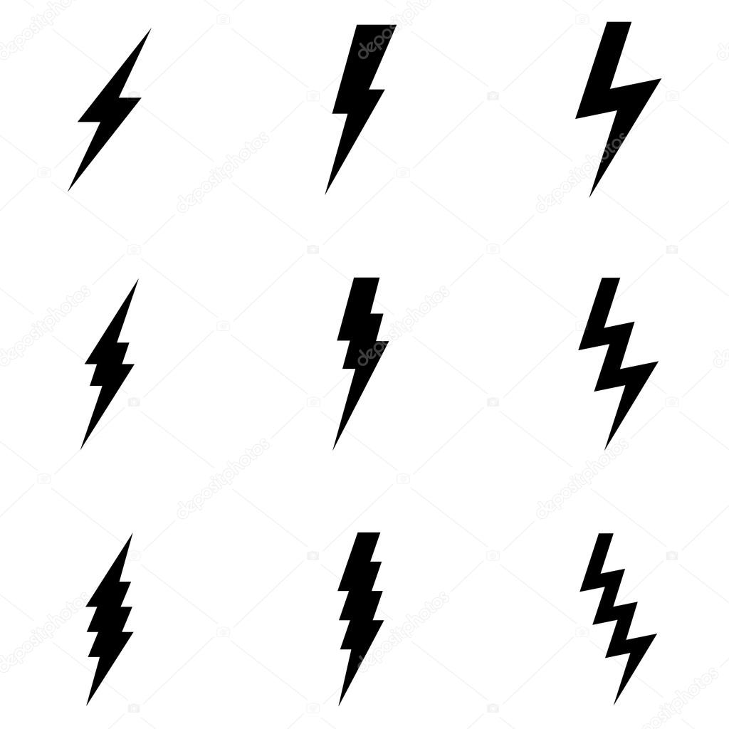 Vector Set of Thunder Lighting Icons on white background