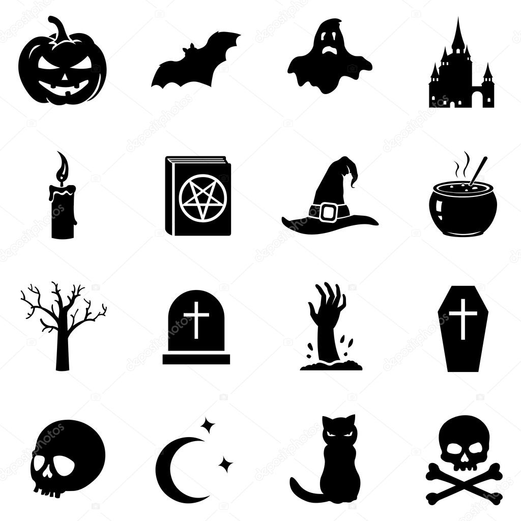 Vector Set of Halloween Icons on white background