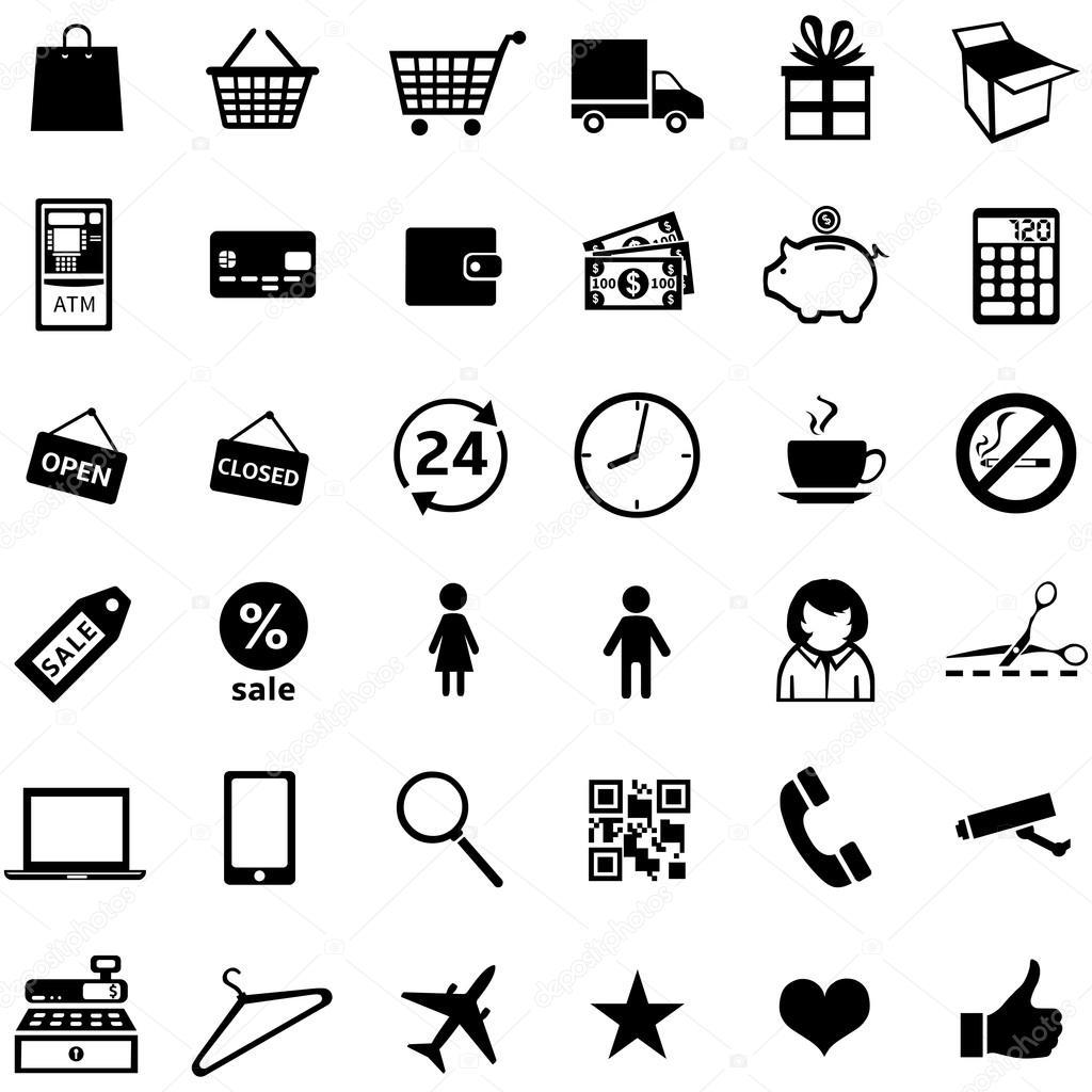 Set of 36 shopping icons