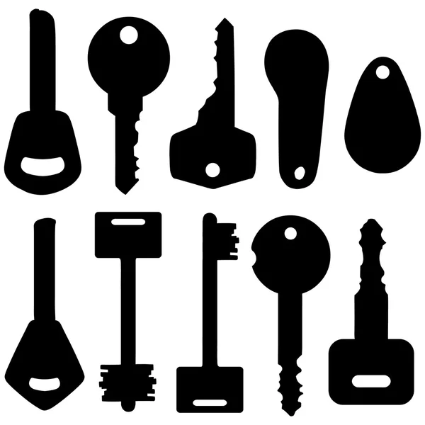 Conjunto de llaves modernas de silueta — Vector de stock