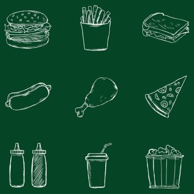 Tebeşir Fast Food simgeler kümesi.