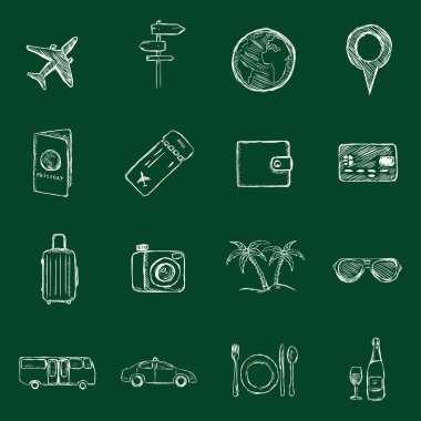 Set of Sketch Travel and Vacation Icons vector