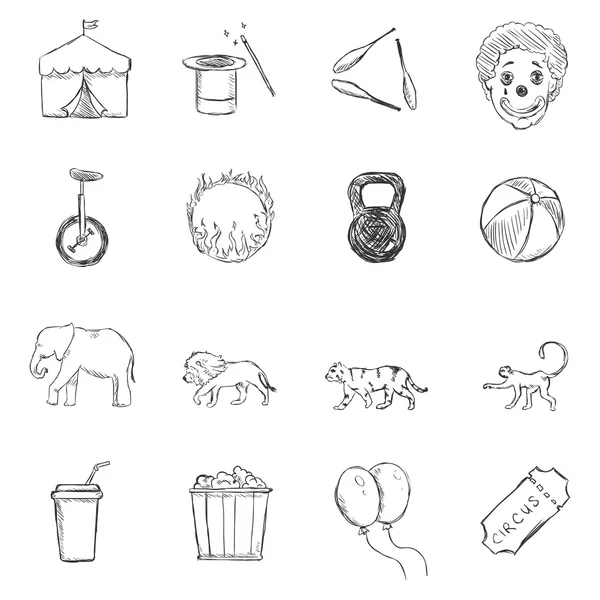 Set van Sketch Circus pictogrammen — Stockvector