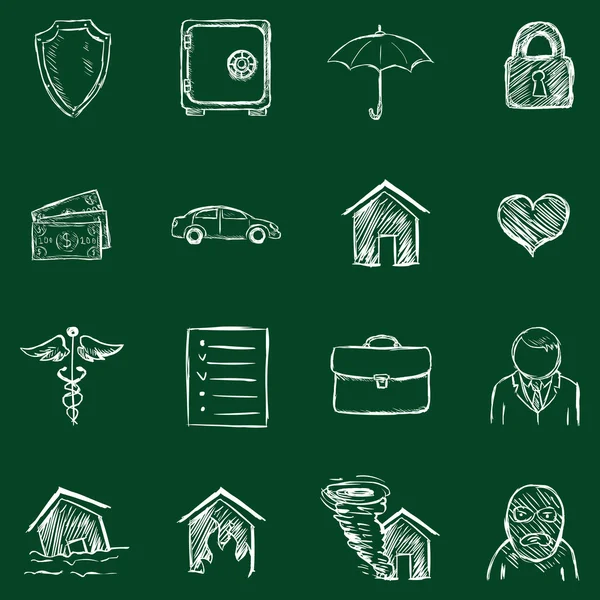 Serie di icone di assicurazione gesso — Vettoriale Stock