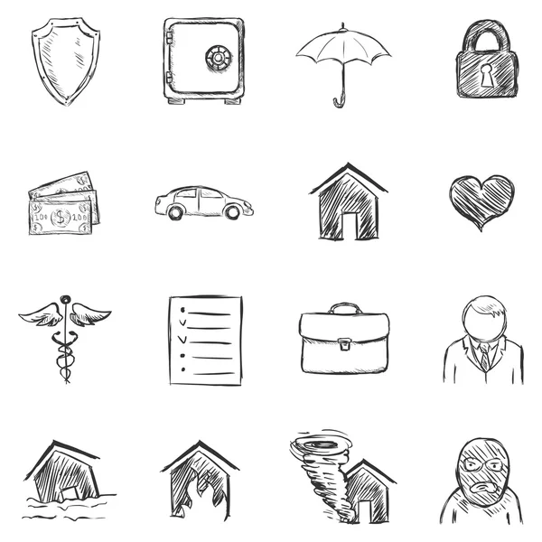 Set of Sketch Insurance Icons — Stock Vector