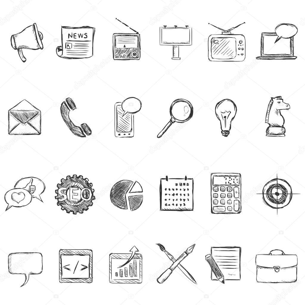 Set of Sketch Advertising Icons