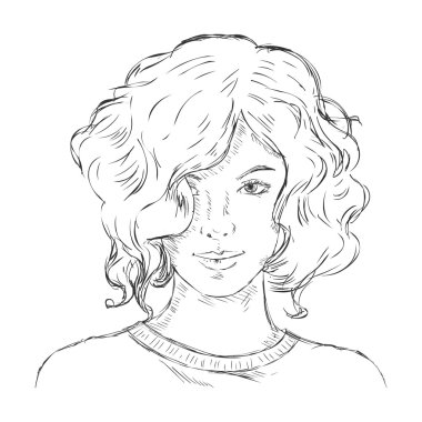 Tek kroki kadın yüzü.