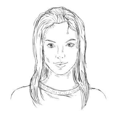 Kadın yüzü kroki.