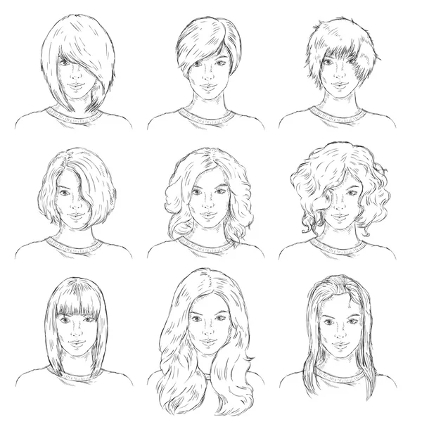 Set of Female Hairdress — Stock Vector