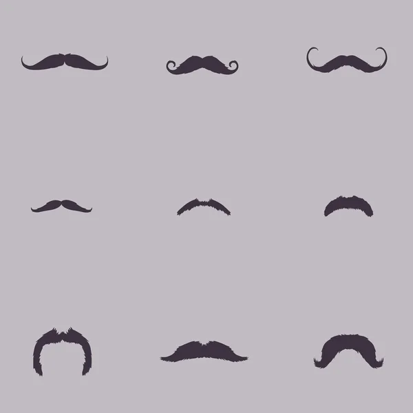 Set of Mustache Silhouettes — Stock Vector