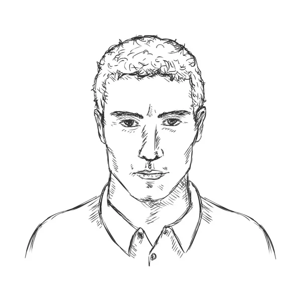 Cara masculina de boceto único . — Vector de stock