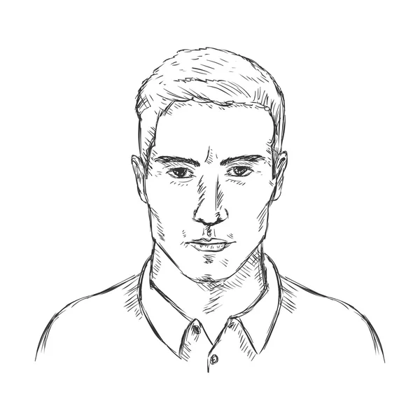 Single Sketch Male Face. — Stock Vector