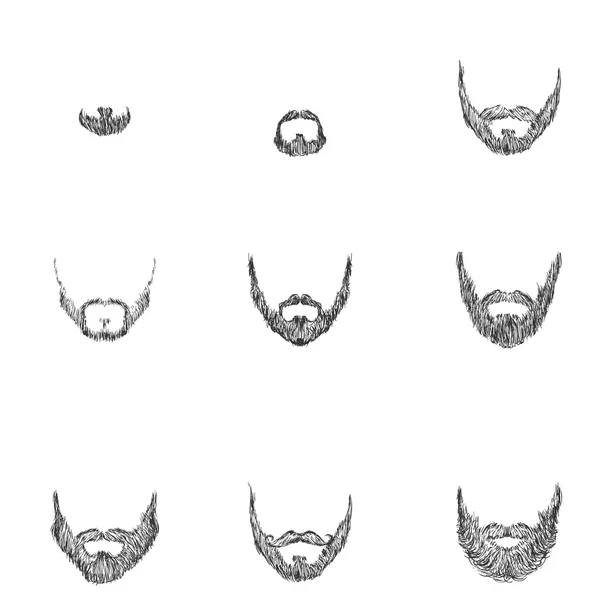 Set of Sketch Beards — Stock Vector