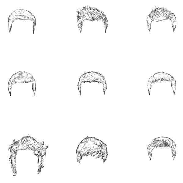 Vector Set of Sketch Mens Hairstyles — Stock Vector