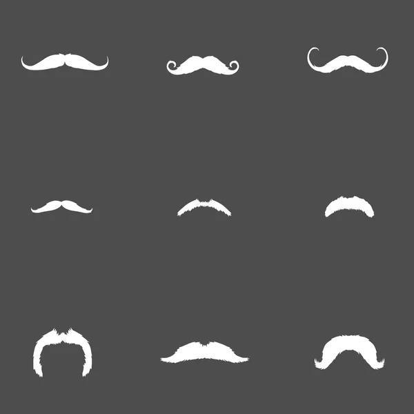 Set of Mustache Silhouettes — Stock Vector