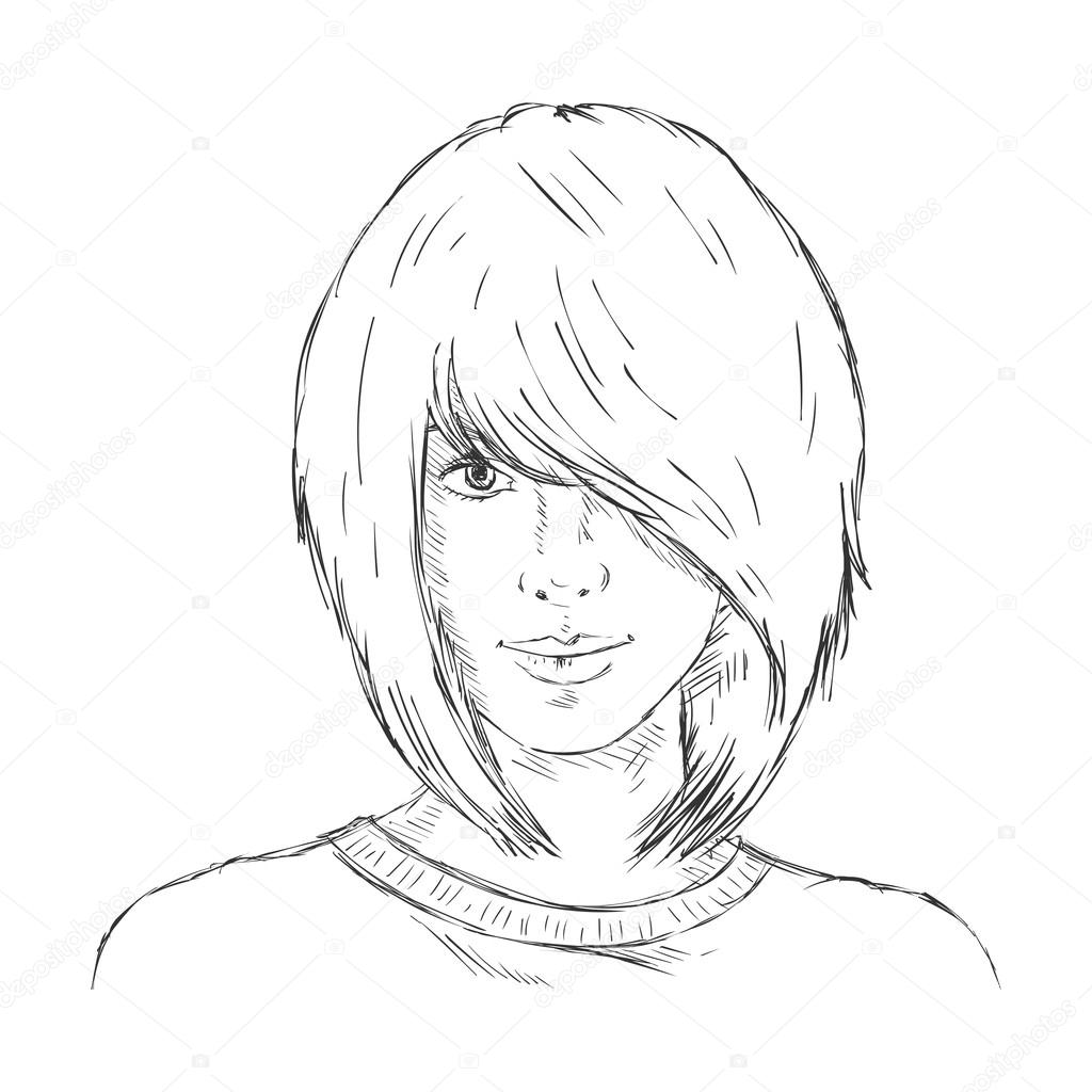 Single Sketch Female Face.