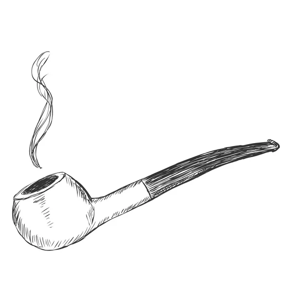 Single Sketch Tobacco Pipe — Stock Vector