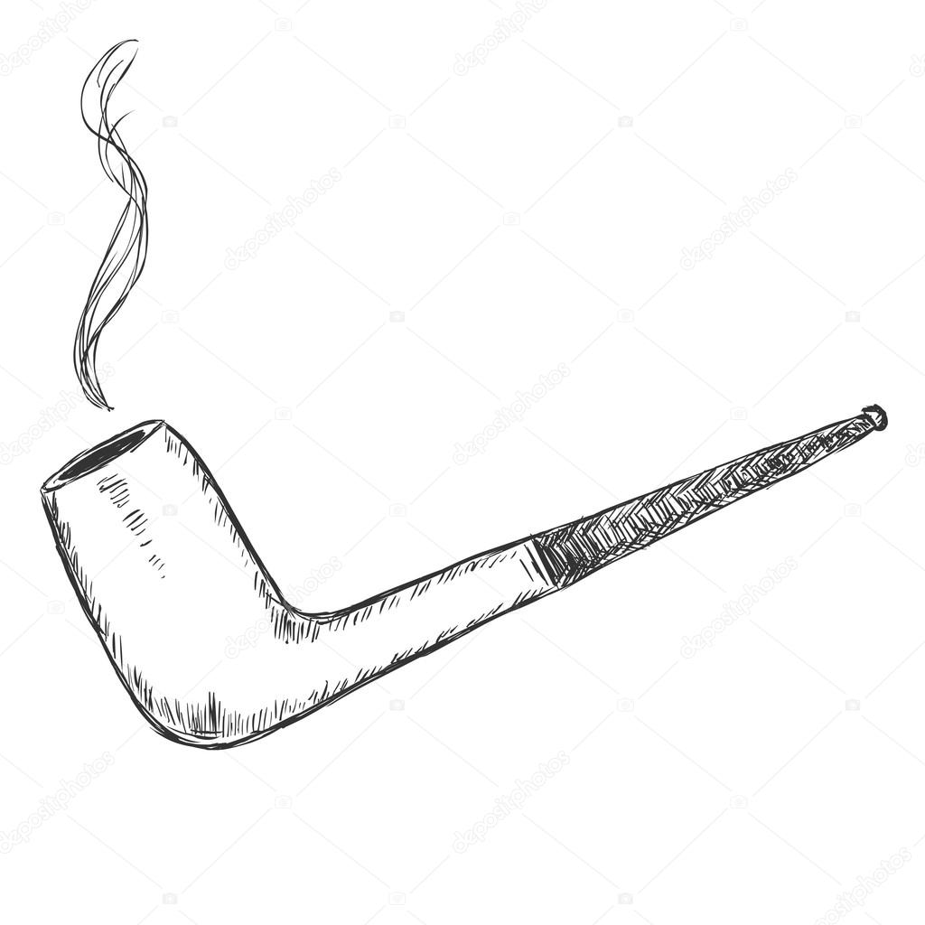 Sketch unique tabac pipe image vectorielle
