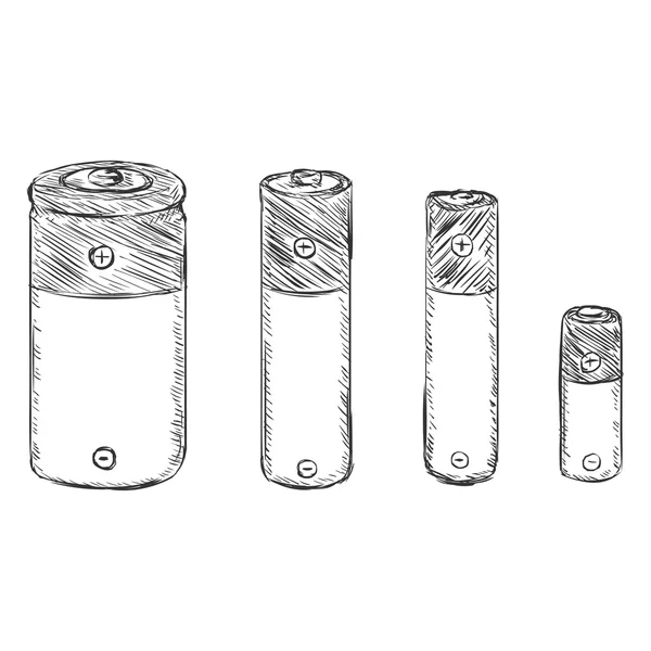 Conjunto de Baterías Sketch — Vector de stock