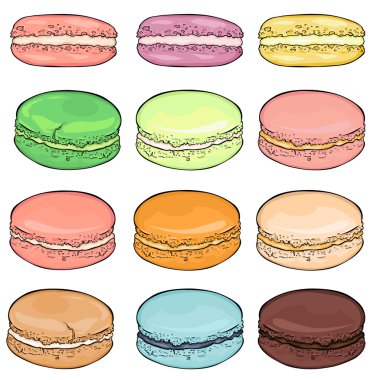 Çizgi film renk Macaroons