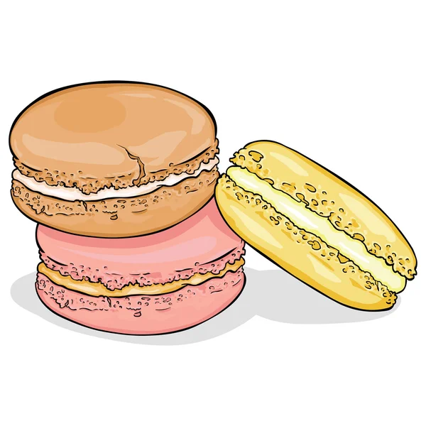 Macaroons de cor dos desenhos animados — Vetor de Stock