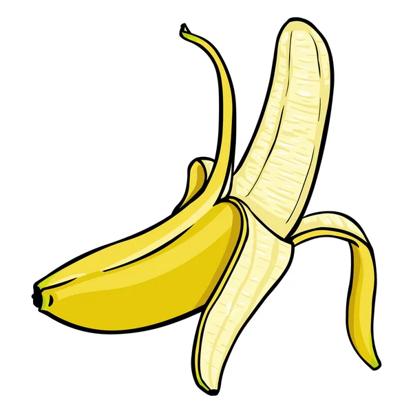 Banana descascada dos desenhos animados — Vetor de Stock