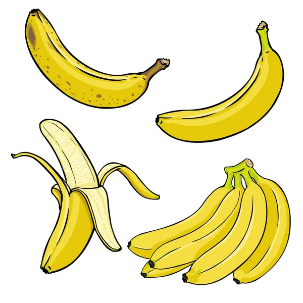 Bananas amarelas dos desenhos animados — Vetor de Stock