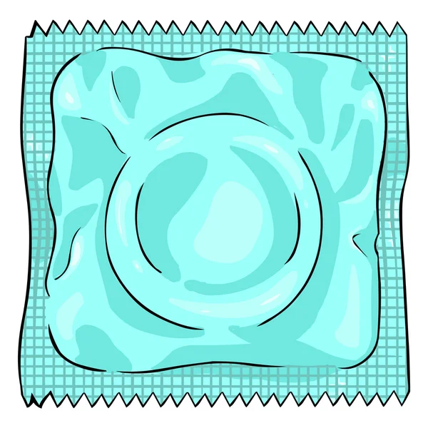 Préservatif en paquet turquoise — Image vectorielle