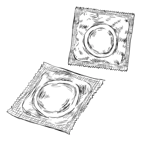 Sketch Condoms in Package — Stock Vector