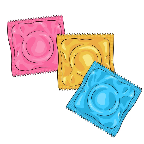 Desenhos animados cor preservativos —  Vetores de Stock