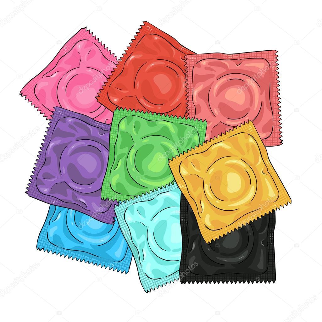 Preservativos de colores de dibujos animados Vector de stock por