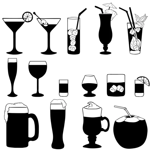 Cocktails and Alcohol Drinks — Stock Vector