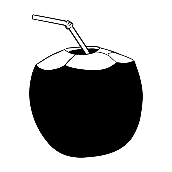 Cocktail de noix de coco avec une paille . — Image vectorielle