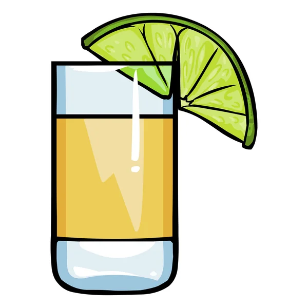 Cartoon-Aufnahme von Tequila mit Limette — Stockvektor