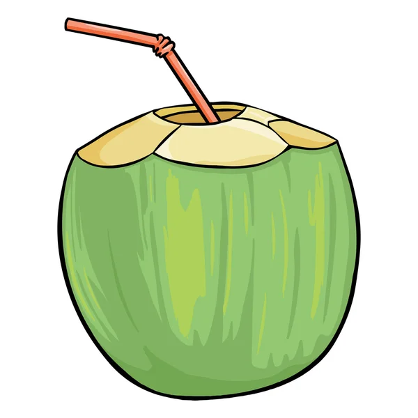 Kokoscocktail mit einem Strohhalm — Stockvektor
