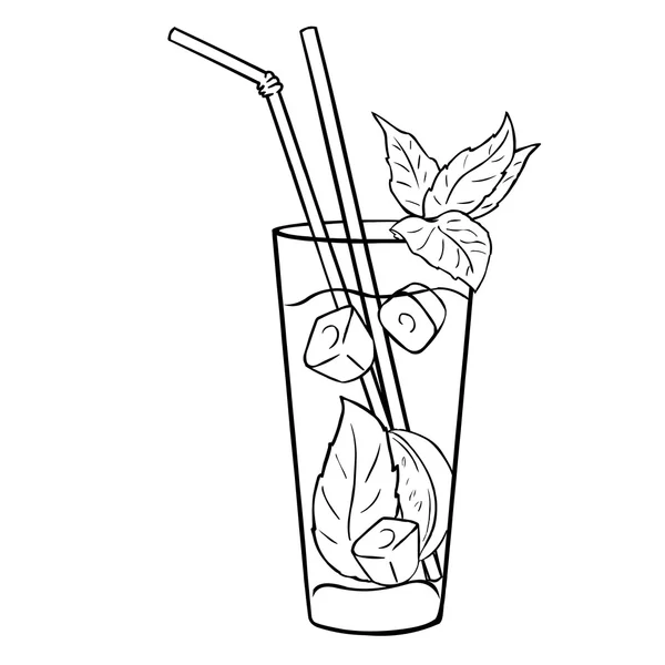 Cocktail Mojito aux feuilles de menthe — Image vectorielle