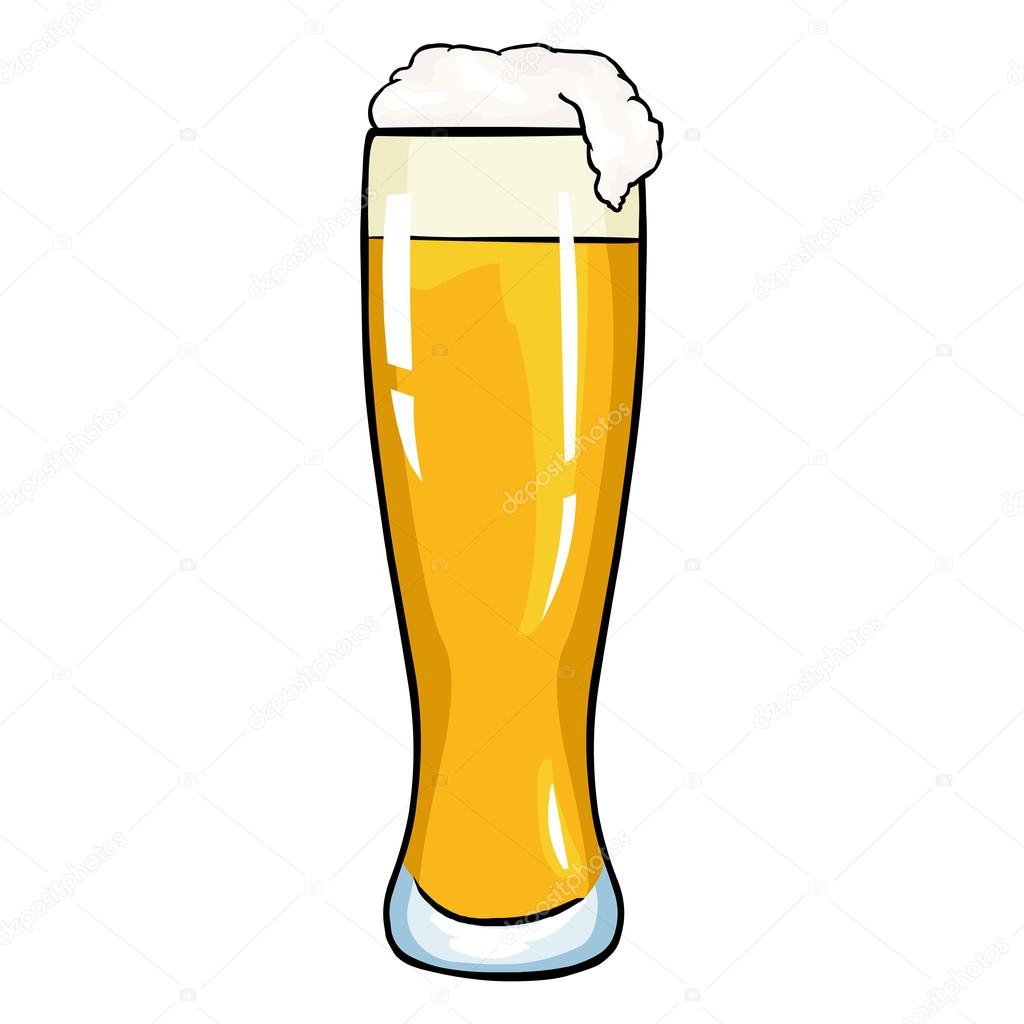 Cartoon Glass of Light Beer