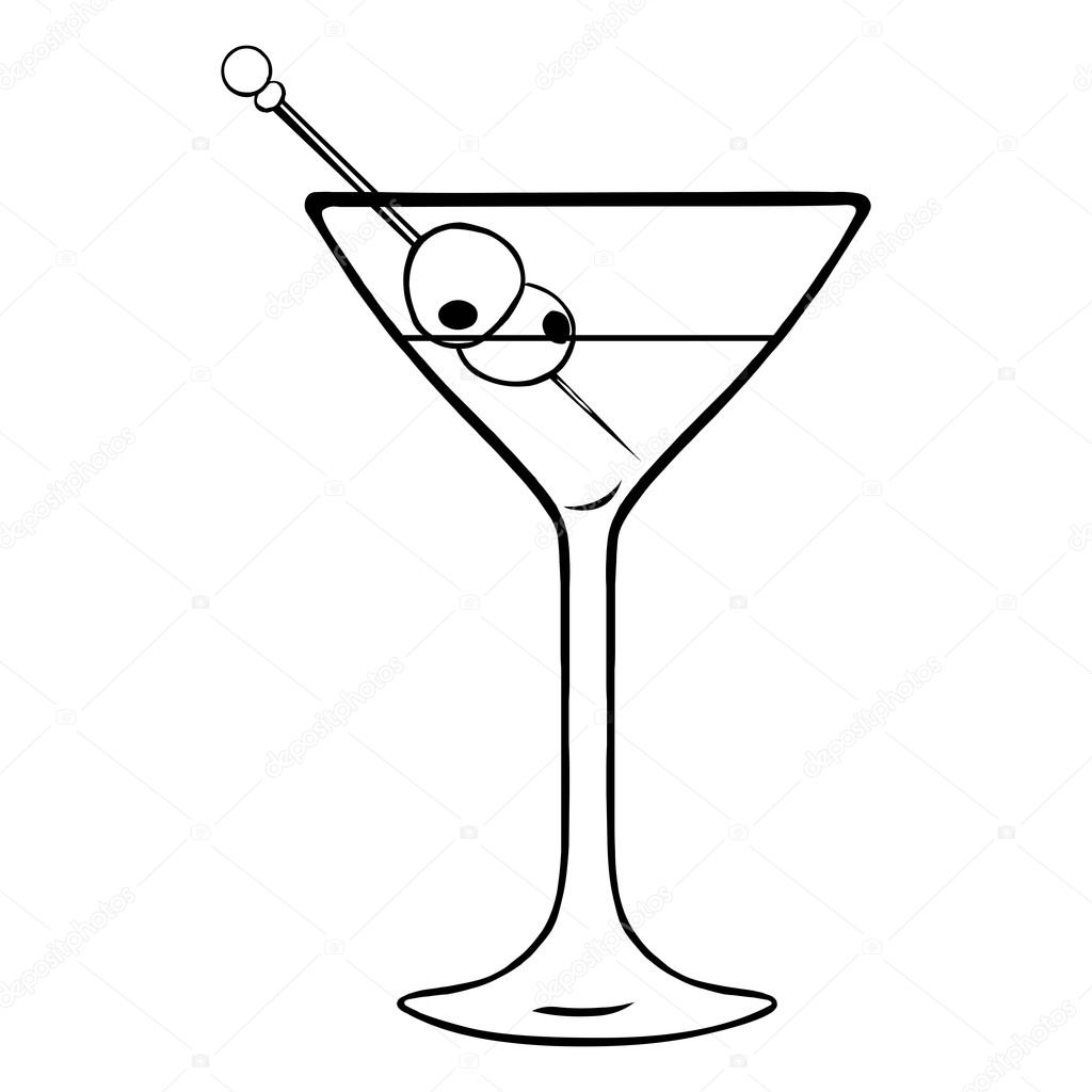 Martini Glass with Olives