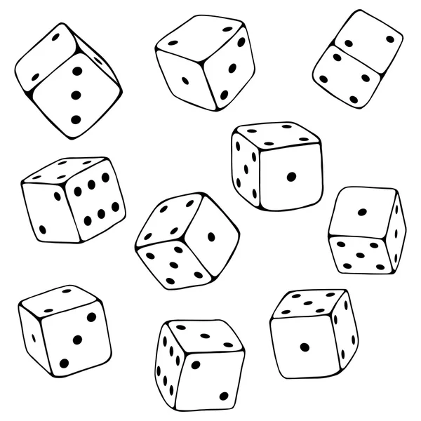 Set of Line Art Dices. — Stock vektor