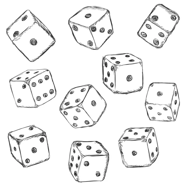 Set of Sketch Dices — Stock Vector