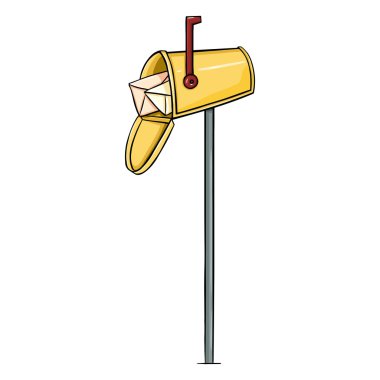 Yellow Single Cartoon Mailbox