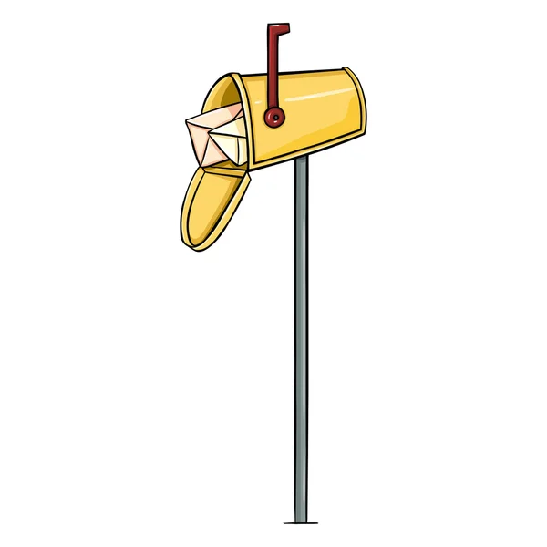 Yellow Single Cartoon Mailbox — ストックベクタ