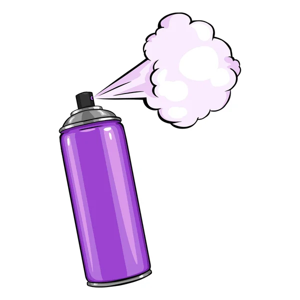 紫色の塗料とベクトル漫画エアゾール スプレー — ストックベクタ
