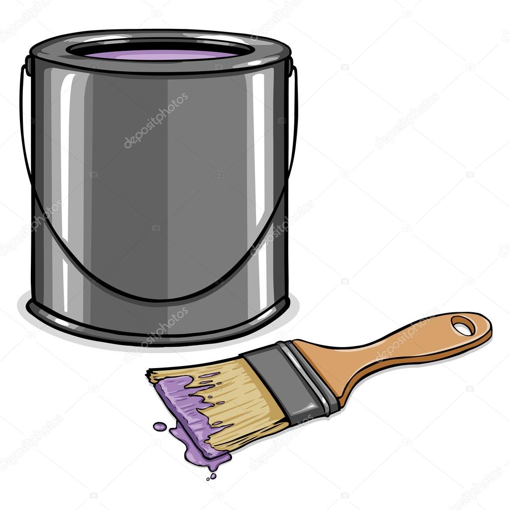 Purple Paint Can and Brush