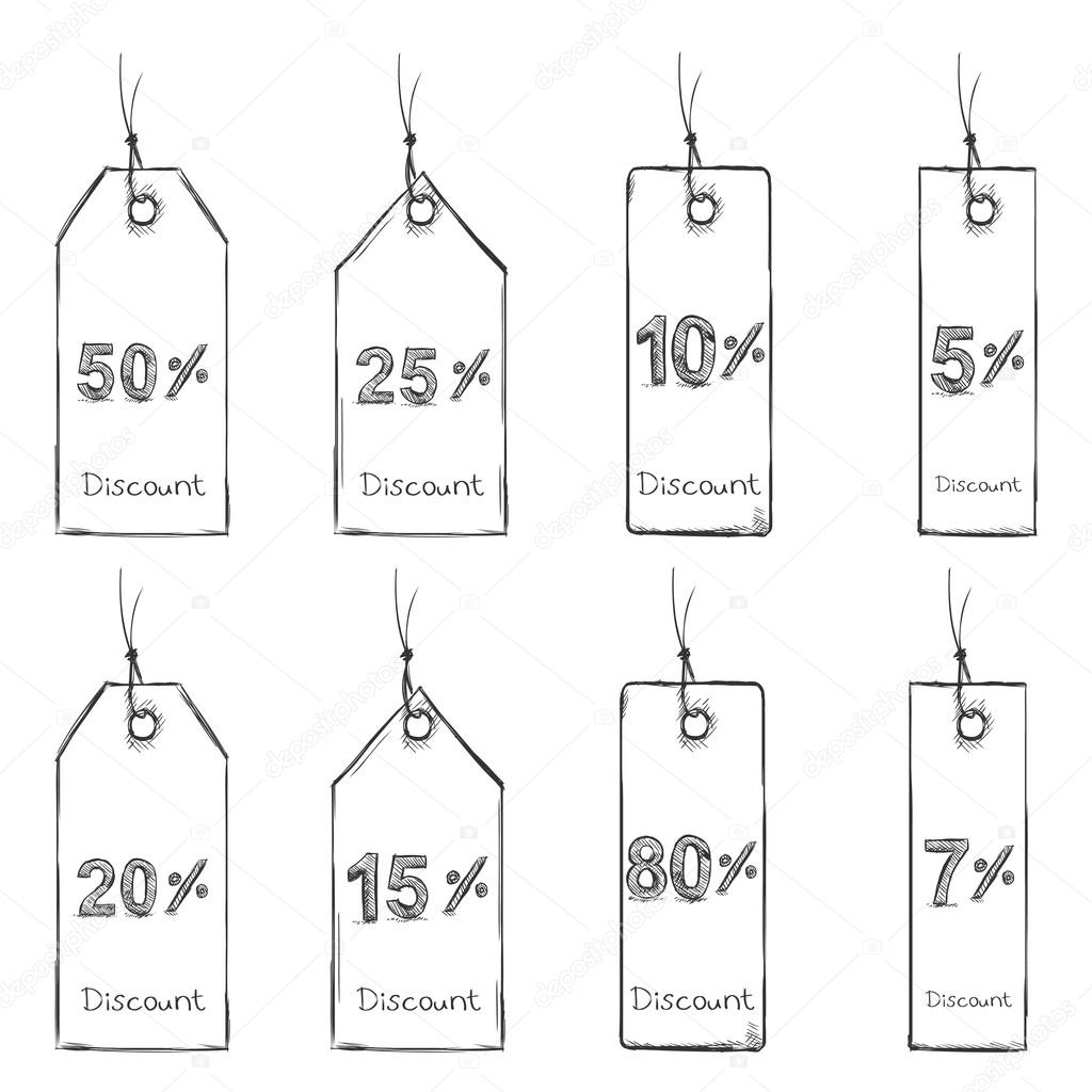 Set of Sketch Discount Tags