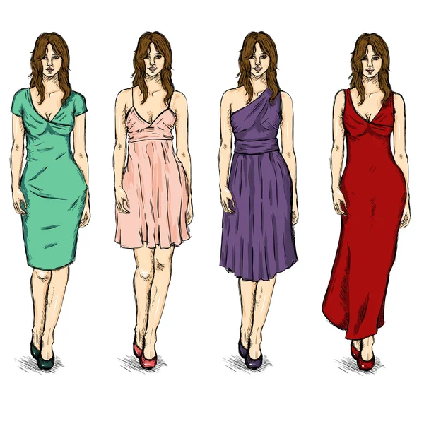 Modelos de moda femenina — Vector de stock