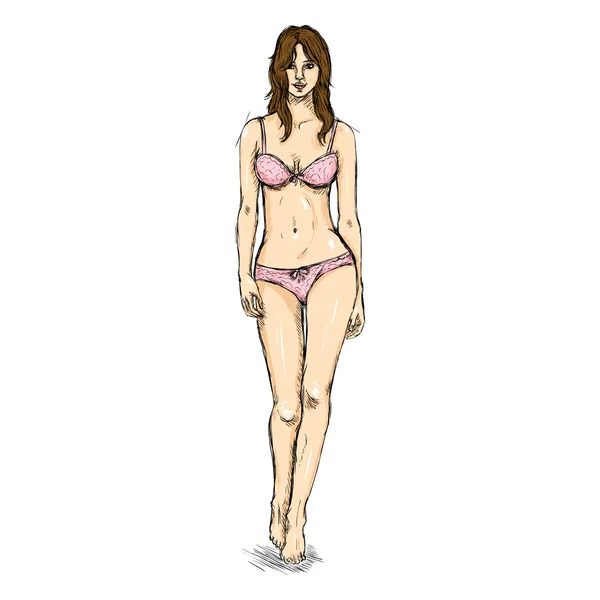 Modelo femenino en ropa interior — Vector de stock