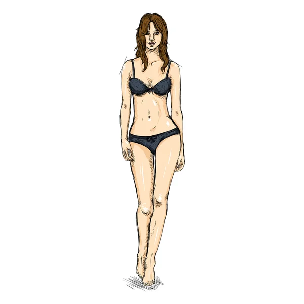 Weibliches Modell in Unterwäsche — Stockvektor
