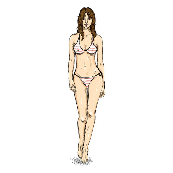 Weibliches Modell in Unterwäsche — Stockvektor