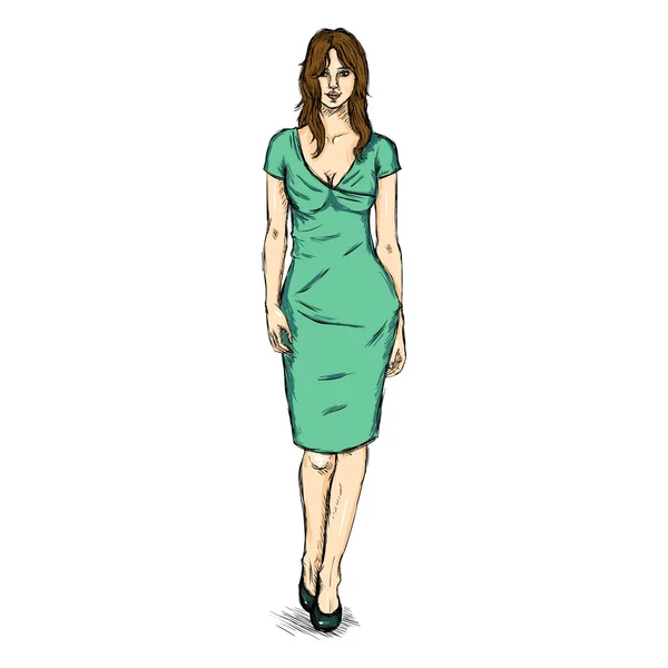 Female Model in Dress — Stock Vector
